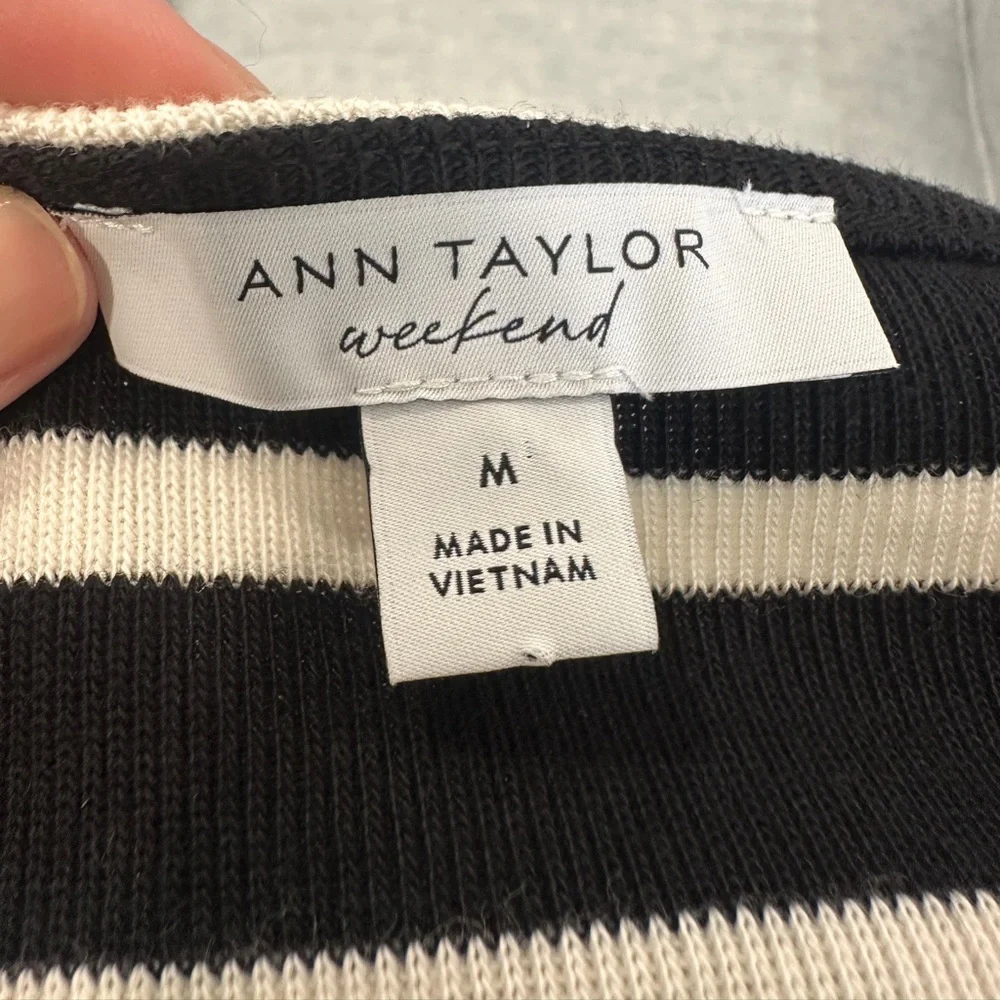 Ann Taylor Striped Cardigan in Blue & White - Picture 4 of 6